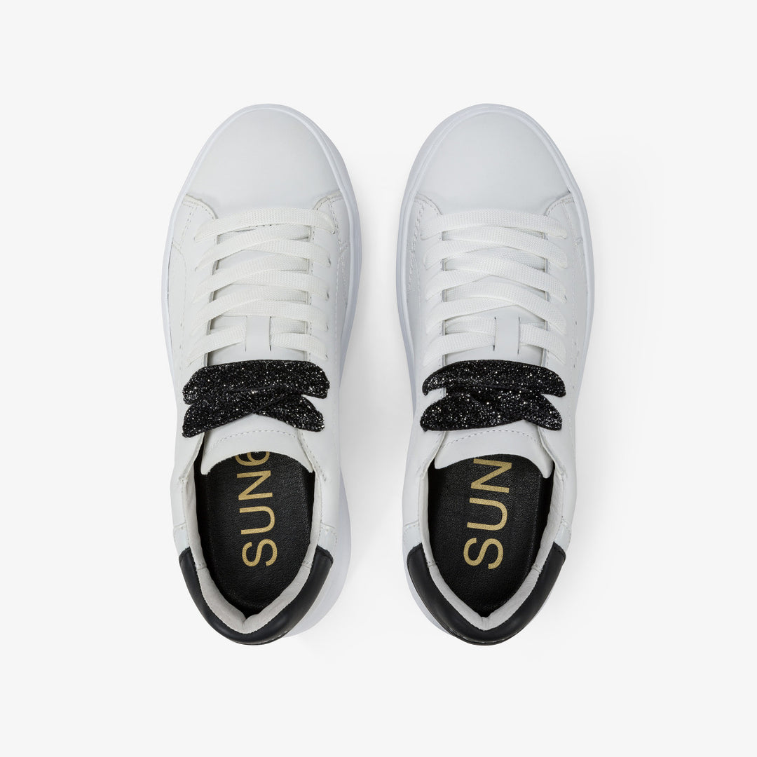 SUN68 GRACE LEATHER WHITE/BLACK SNEAKERS FOR WOMEN