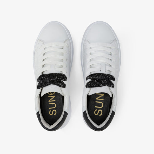 SUN68 GRACE LEATHER WHITE/BLACK SNEAKERS FOR WOMEN