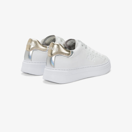 SUN68 GRACE LEATHER WHITE/GOLD SNEAKERS FOR WOMEN