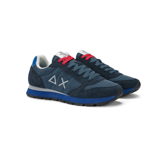 Navy blue/dark avio blue Tom nylon and suede sneaker