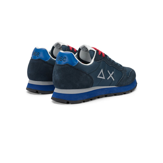 Navy blue/dark avio blue Tom nylon and suede sneaker