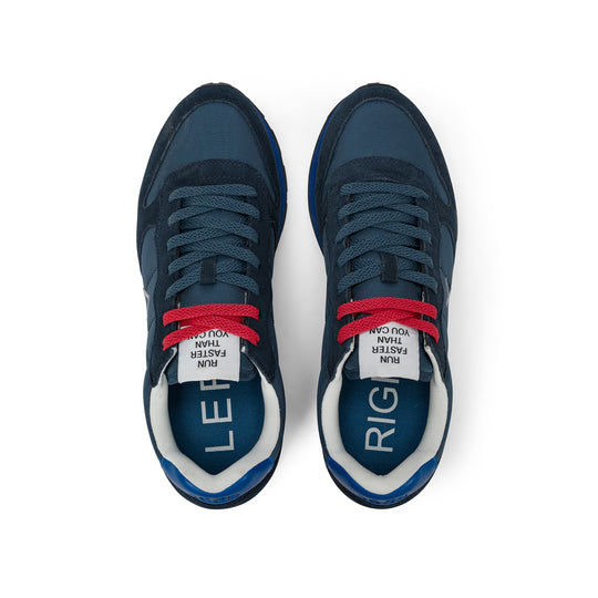 Navy blue/dark avio blue Tom nylon and suede sneaker