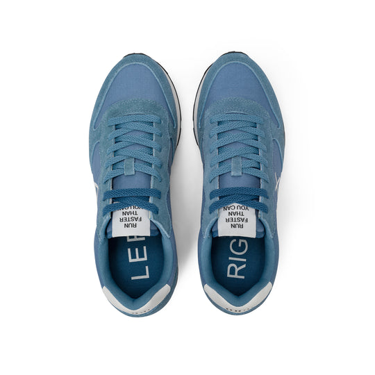 Avio blue Tom nylon and suede sneaker