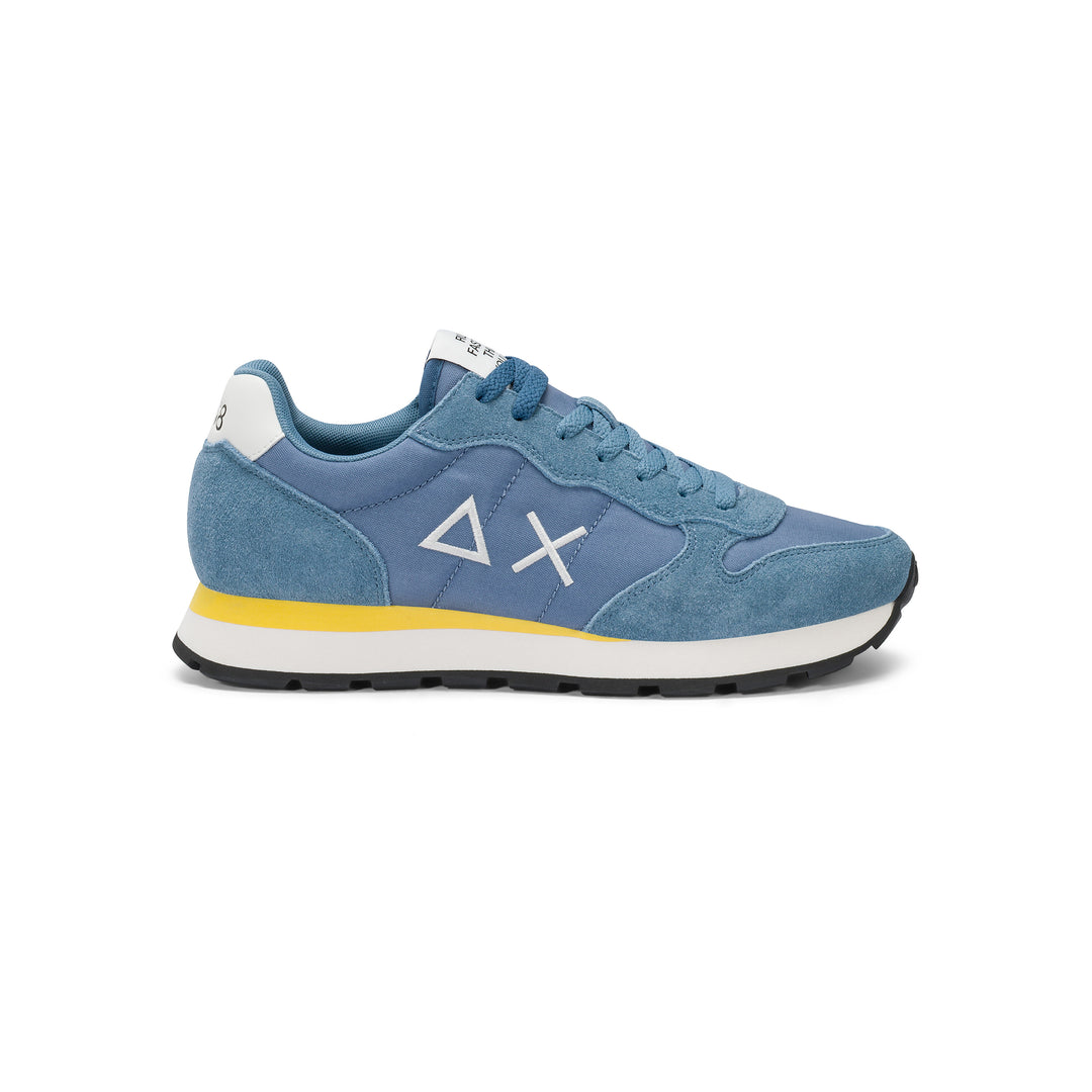 Avio blue Tom nylon and suede sneaker