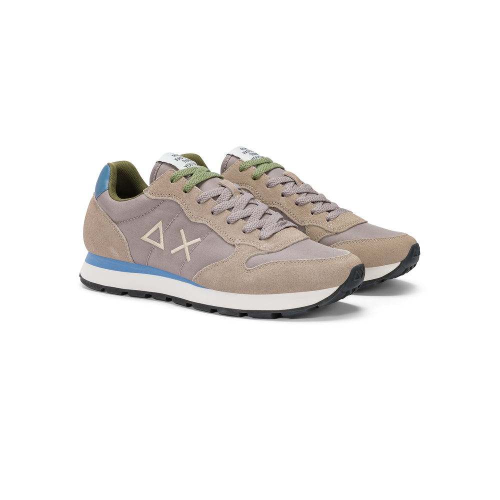 Stone grey Tom nylon and suede sneaker
