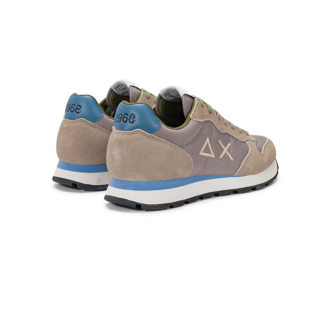 Stone grey Tom nylon and suede sneaker