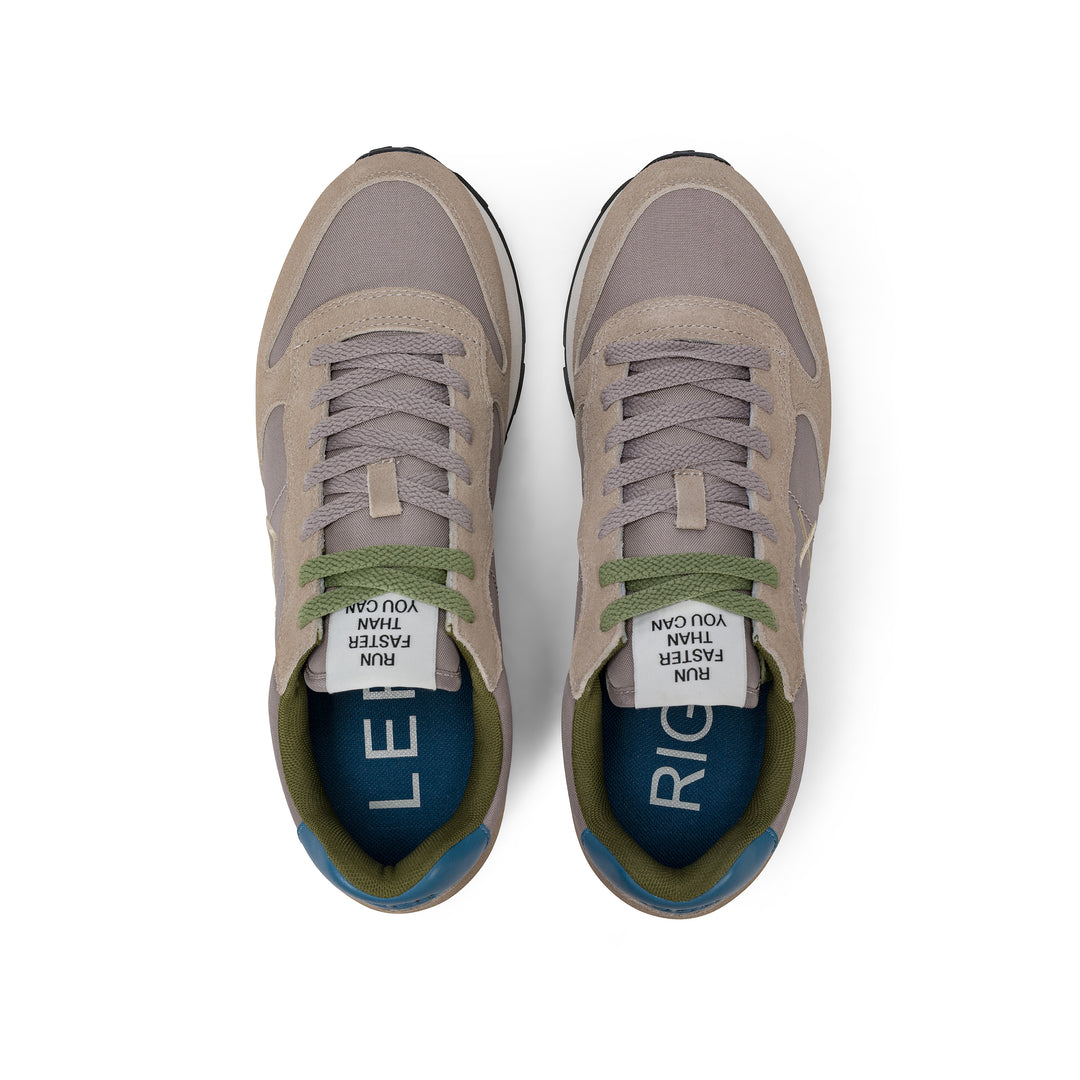 Stone grey Tom nylon and suede sneaker
