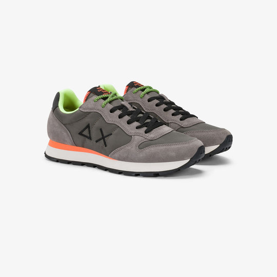 Ink black Tom Fluo nylon and suede sneaker