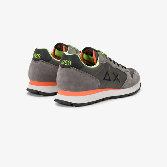 Ink black Tom Fluo nylon and suede sneaker