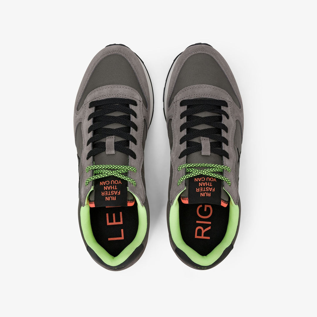 Ink black Tom Fluo nylon and suede sneaker