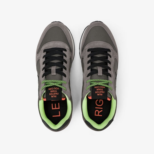 Ink black Tom Fluo nylon and suede sneaker
