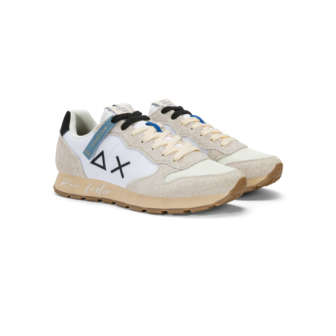 Off white/black Tom Vintage nylon and suede sneaker
