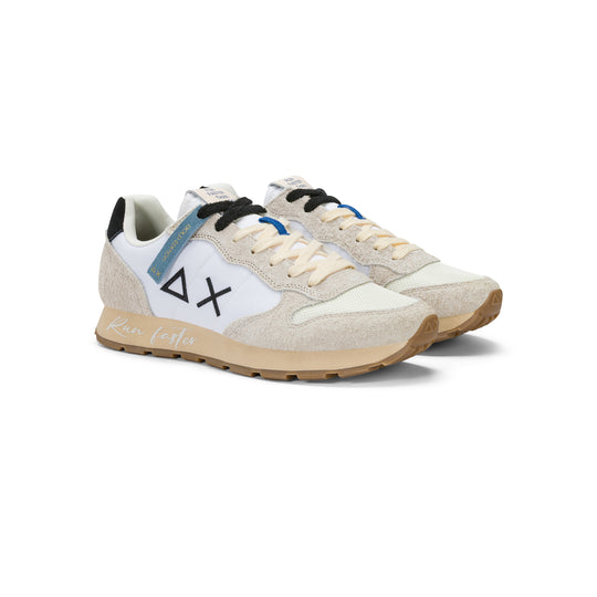 Off white/black Tom Vintage nylon and suede sneaker