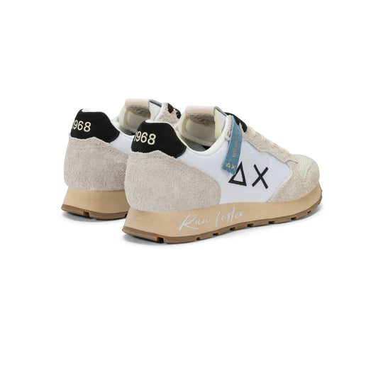 Off white/black Tom Vintage nylon and suede sneaker