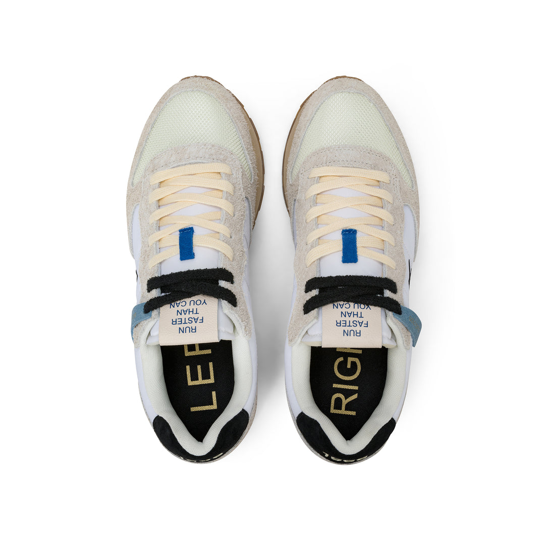 Off white/black Tom Vintage nylon and suede sneaker