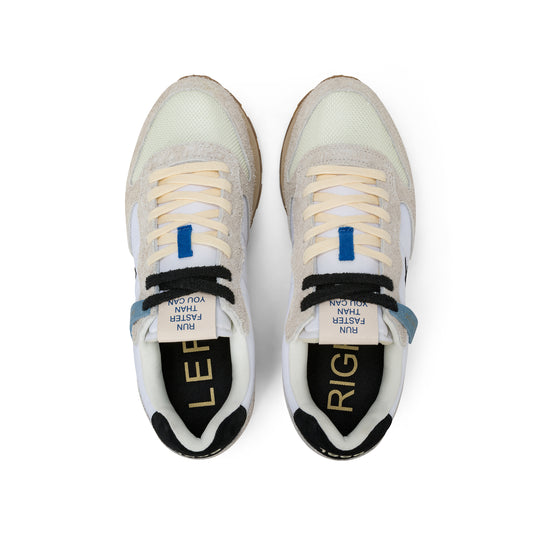 Off white/black Tom Vintage nylon and suede sneaker