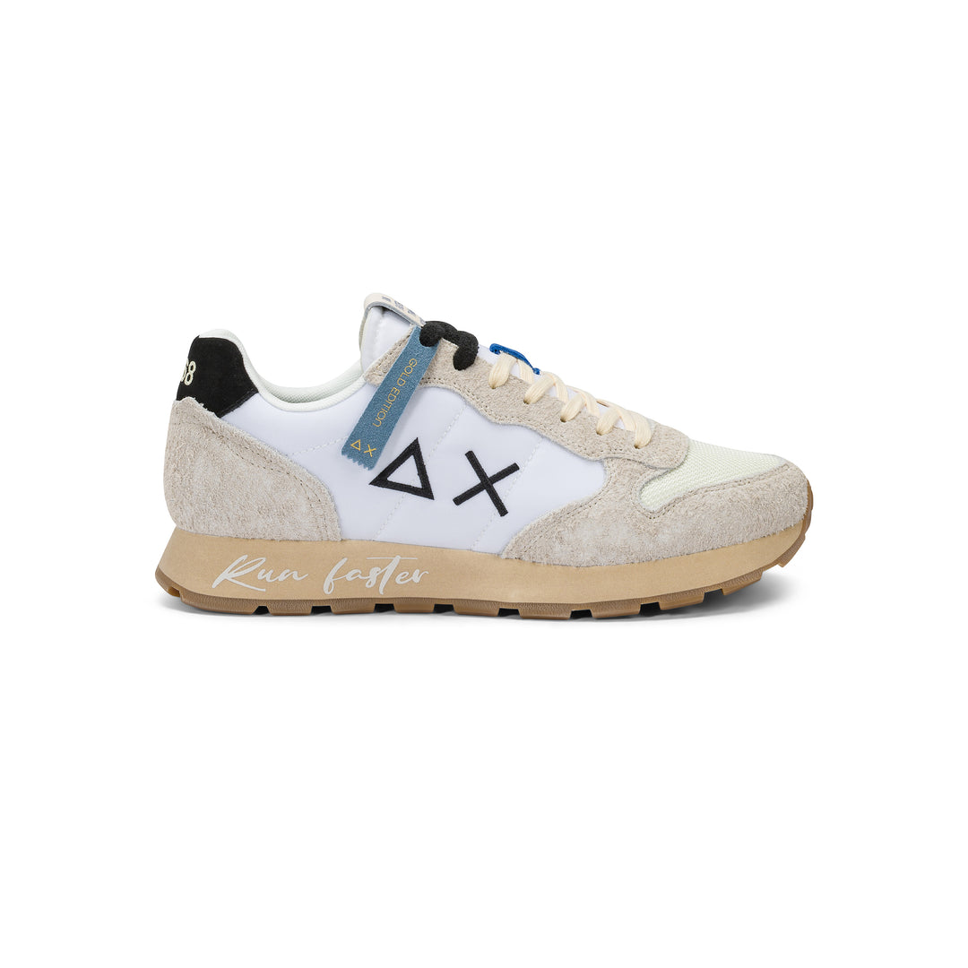 Off white/black Tom Vintage nylon and suede sneaker
