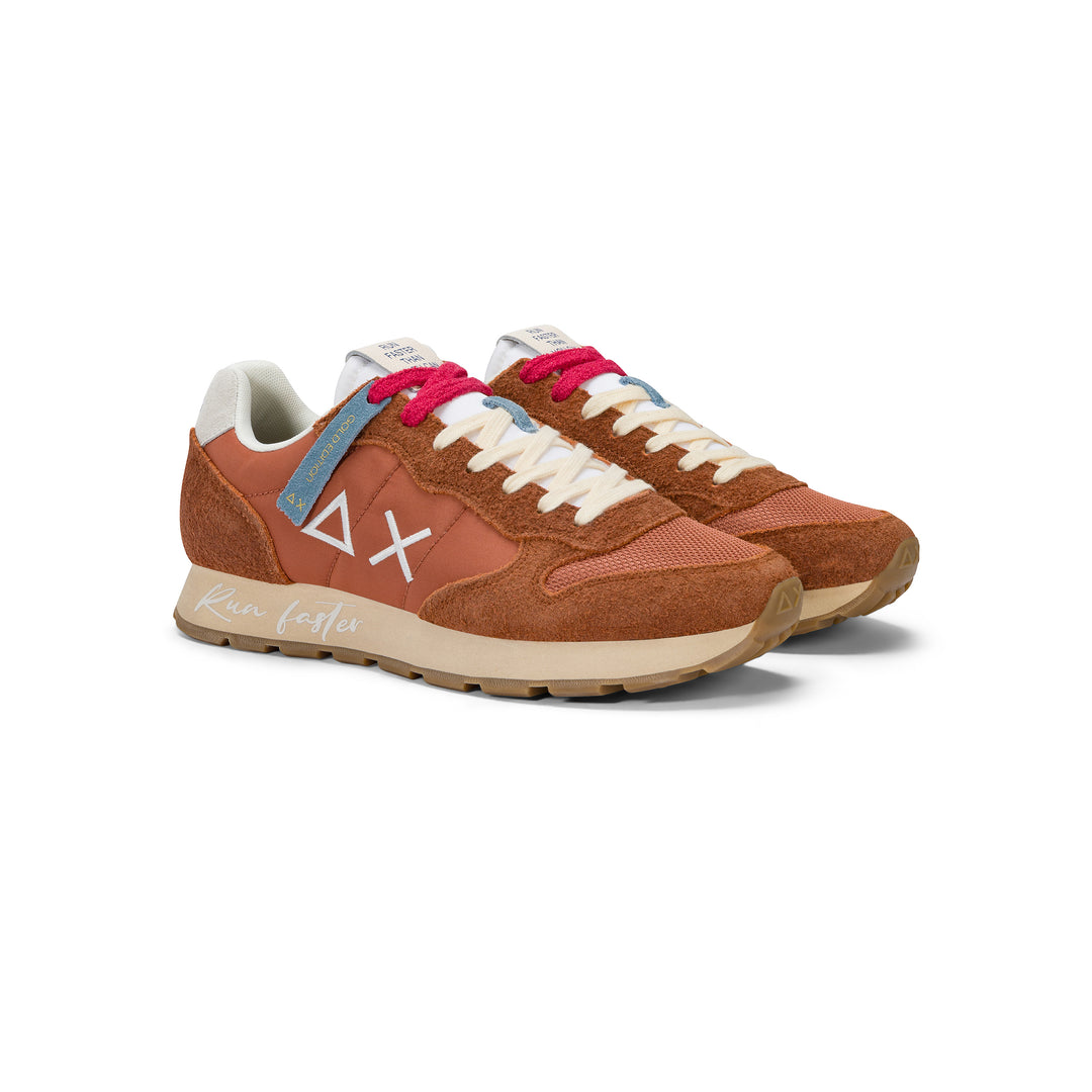 Rust red Tom Vintage nylon and suede sneaker