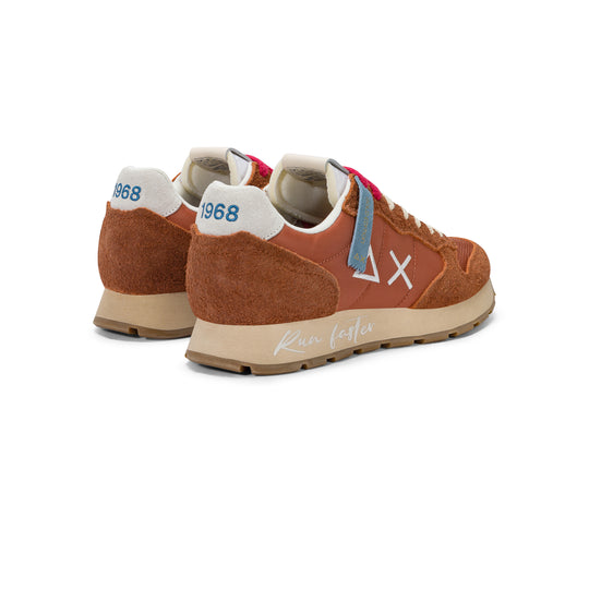 Rust red Tom Vintage nylon and suede sneaker