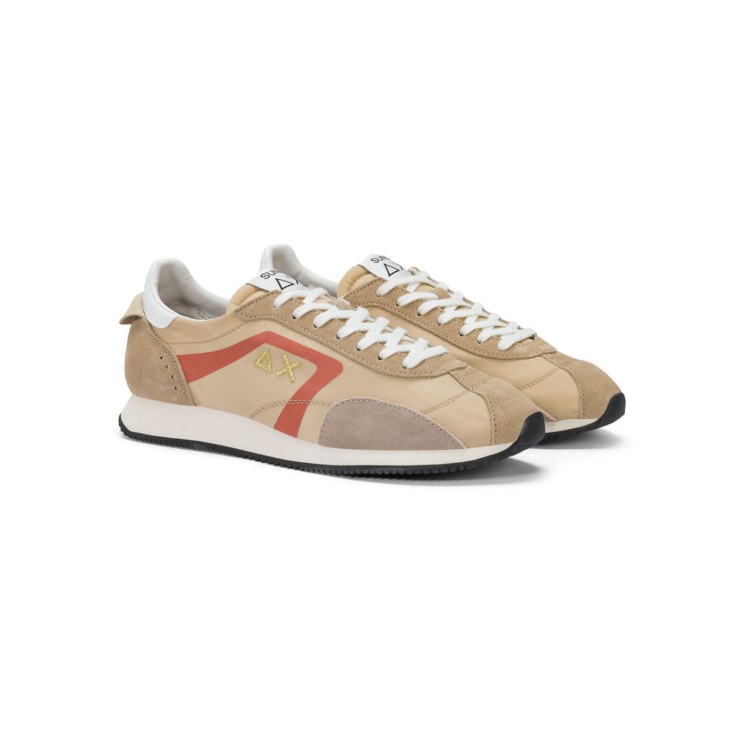 Beige Easy Runner suede and nylon sneaker