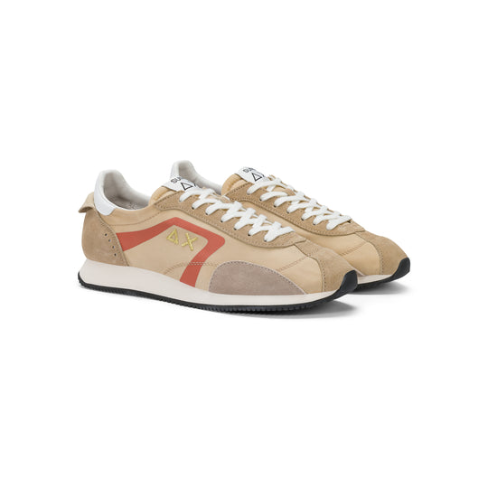 Beige Easy Runner suede and nylon sneaker