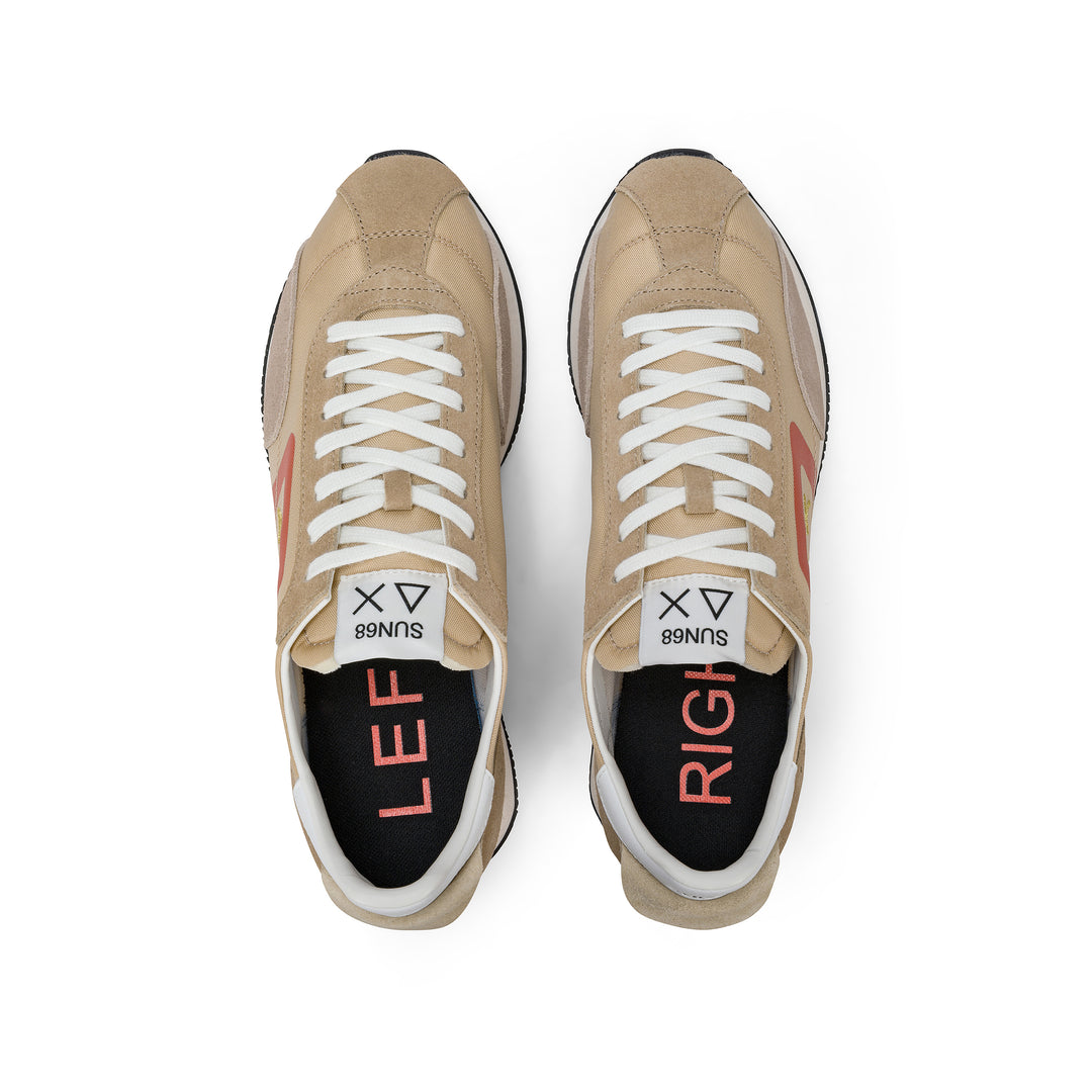 Beige Easy Runner suede and nylon sneaker
