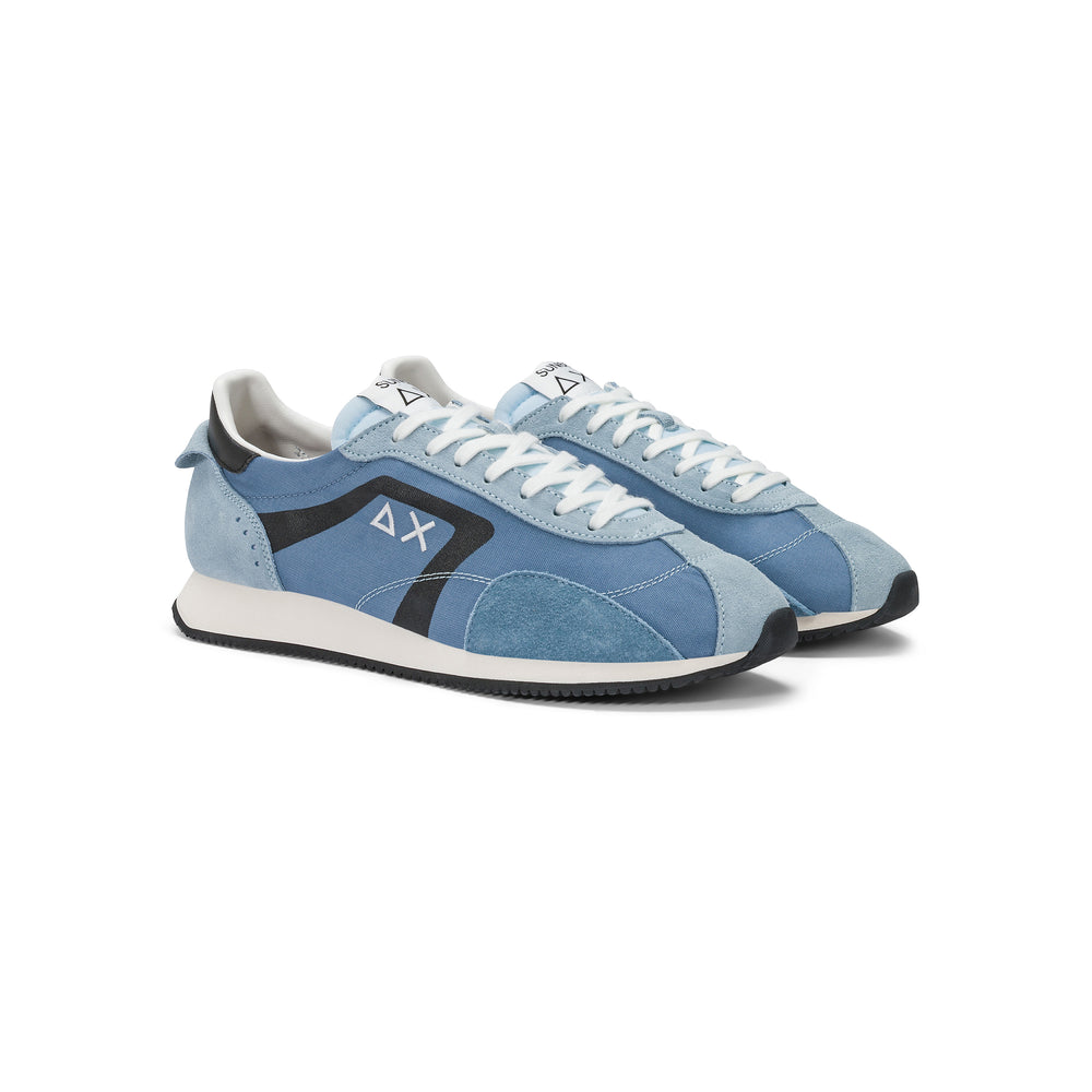 Avio blue Easy Runner suede and nylon sneaker