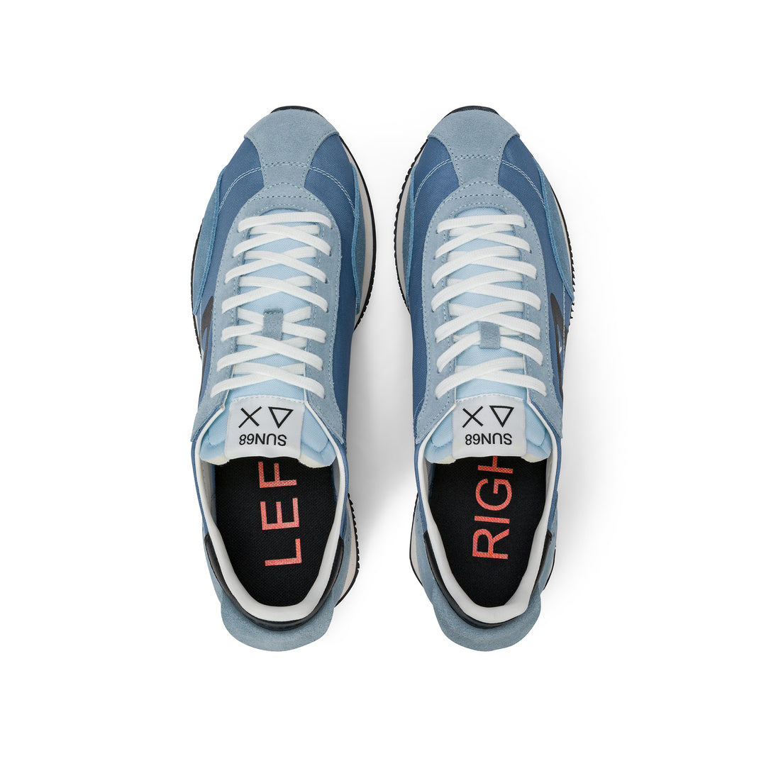 Avio blue Easy Runner suede and nylon sneaker