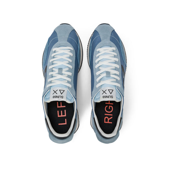 Avio blue Easy Runner suede and nylon sneaker