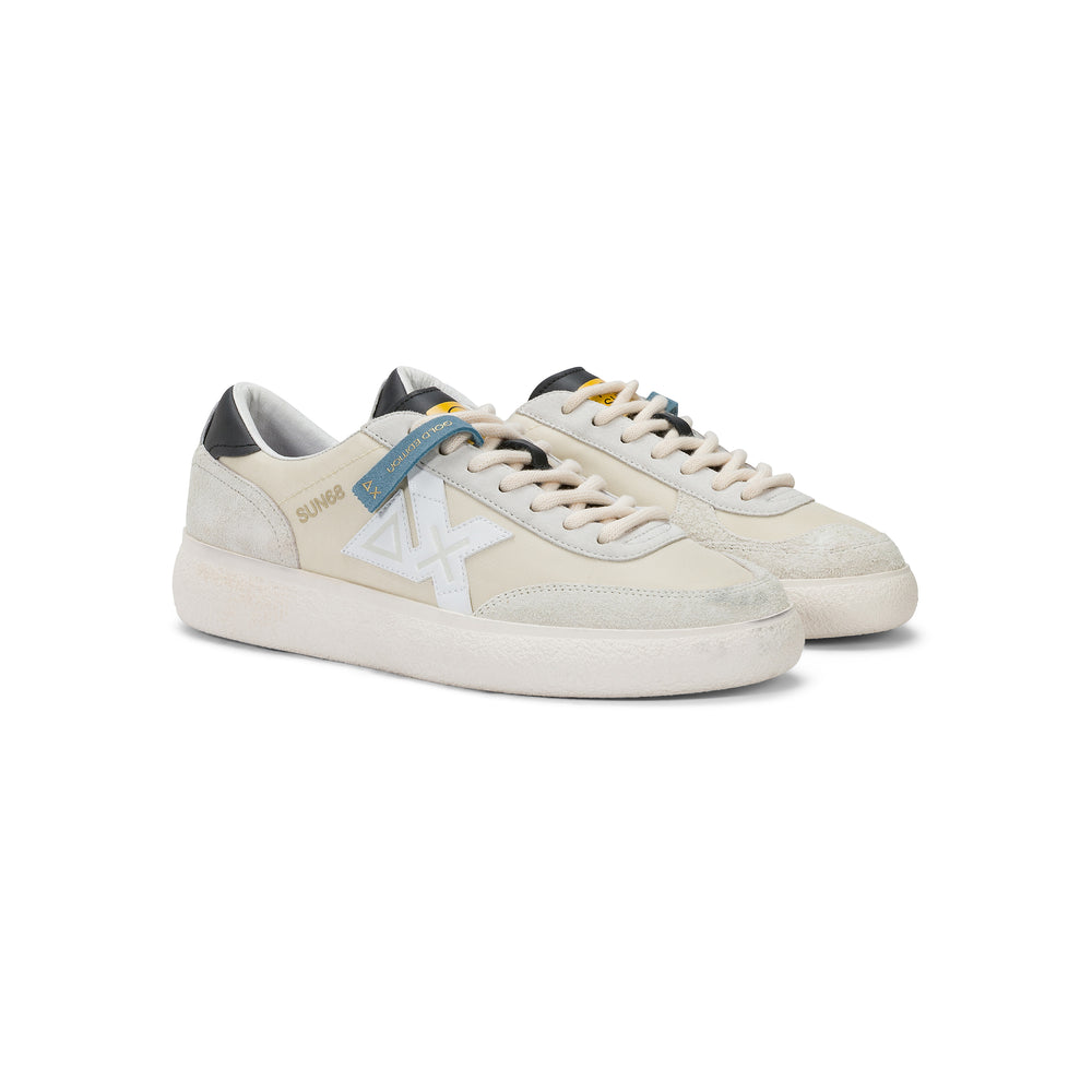 White Luis nylon and suede sneaker