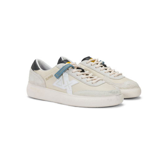 White Luis nylon and suede sneaker