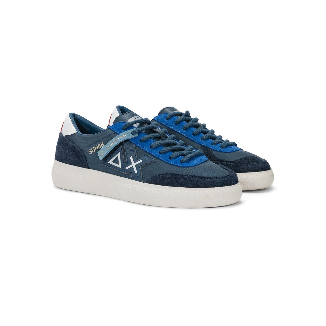 Navy blue Luis nylon and suede sneaker