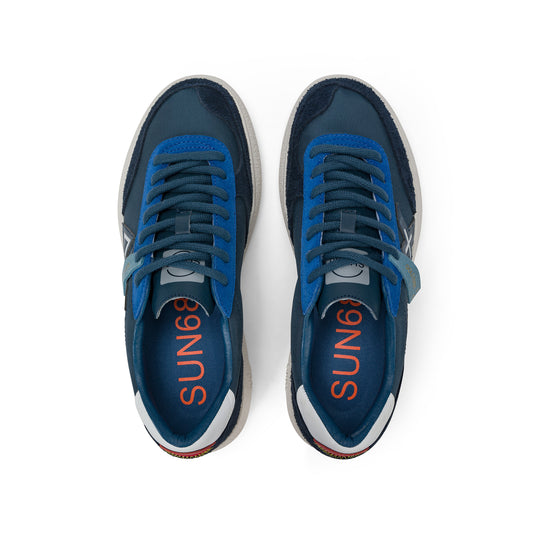 Navy blue Luis nylon and suede sneaker