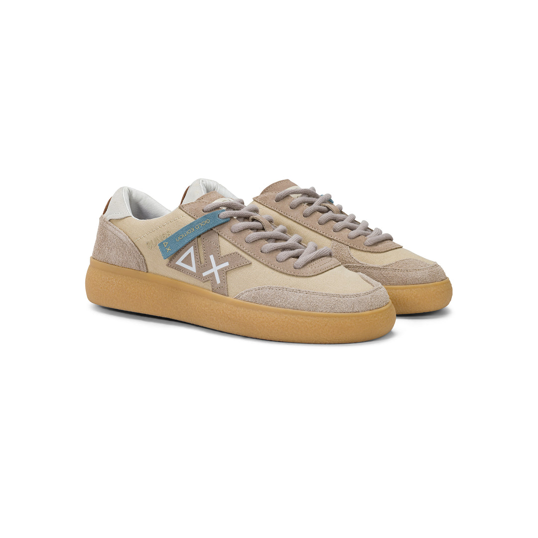 Beige Luis canvas and suede sneaker