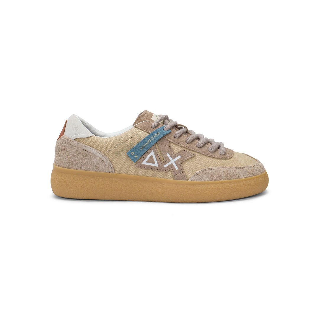 Beige Luis canvas and suede sneaker