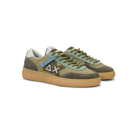 Military green Luis canvas and suede sneaker