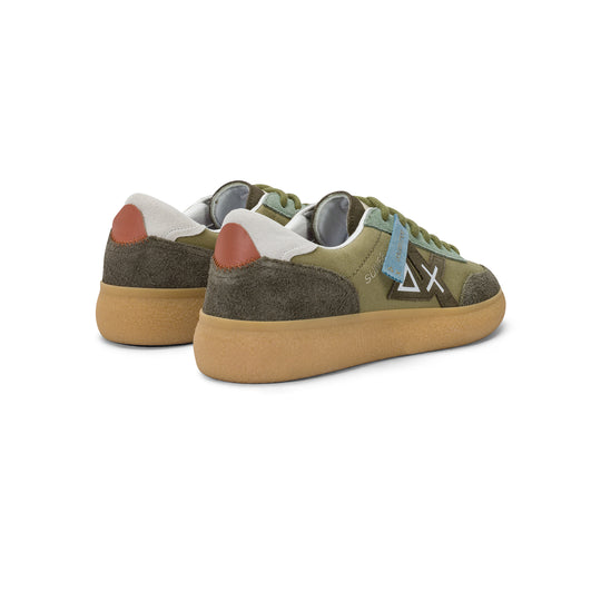 Military green Luis canvas and suede sneaker
