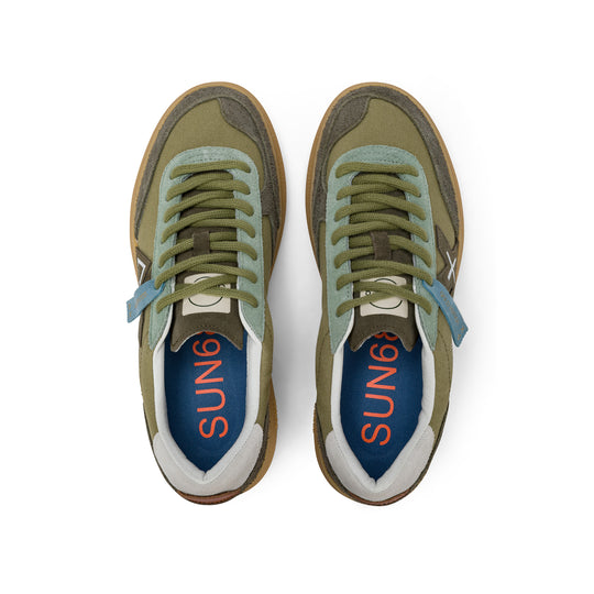 Military green Luis canvas and suede sneaker