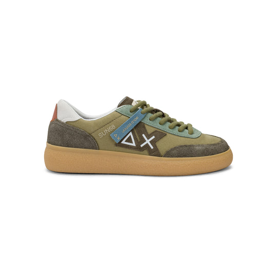 Military green Luis canvas and suede sneaker