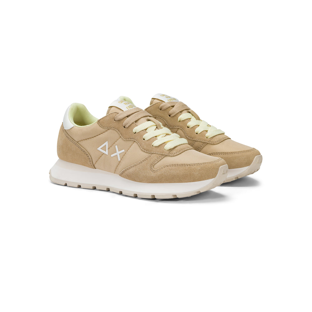 Beige Ally Solid suede and nylon sneaker