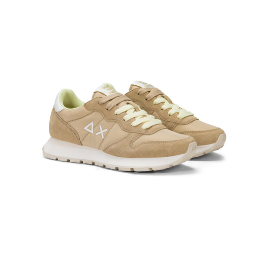 Beige Ally Solid suede and nylon sneaker