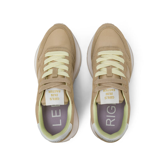 Beige Ally Solid suede and nylon sneaker