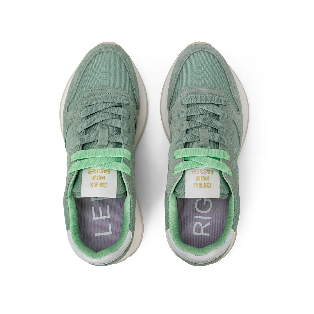 Sage green Ally Solid suede and nylon sneaker