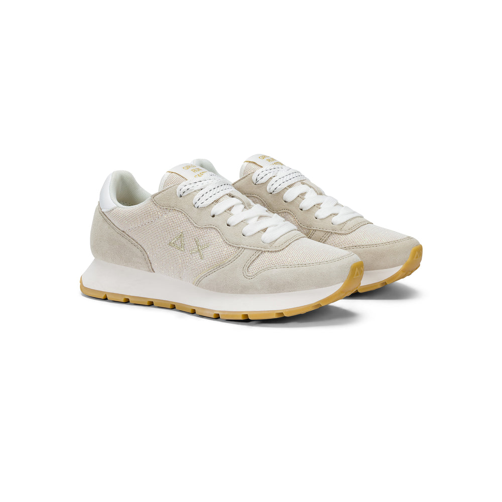Gold Ally Glitter suede and lurex sneaker