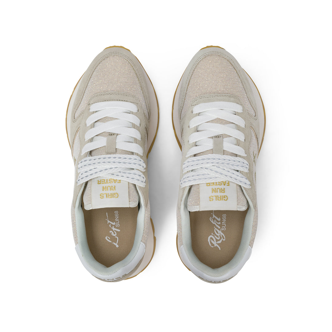 Gold Ally Glitter suede and lurex sneaker