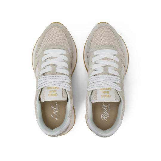 Gold Ally Glitter suede and lurex sneaker