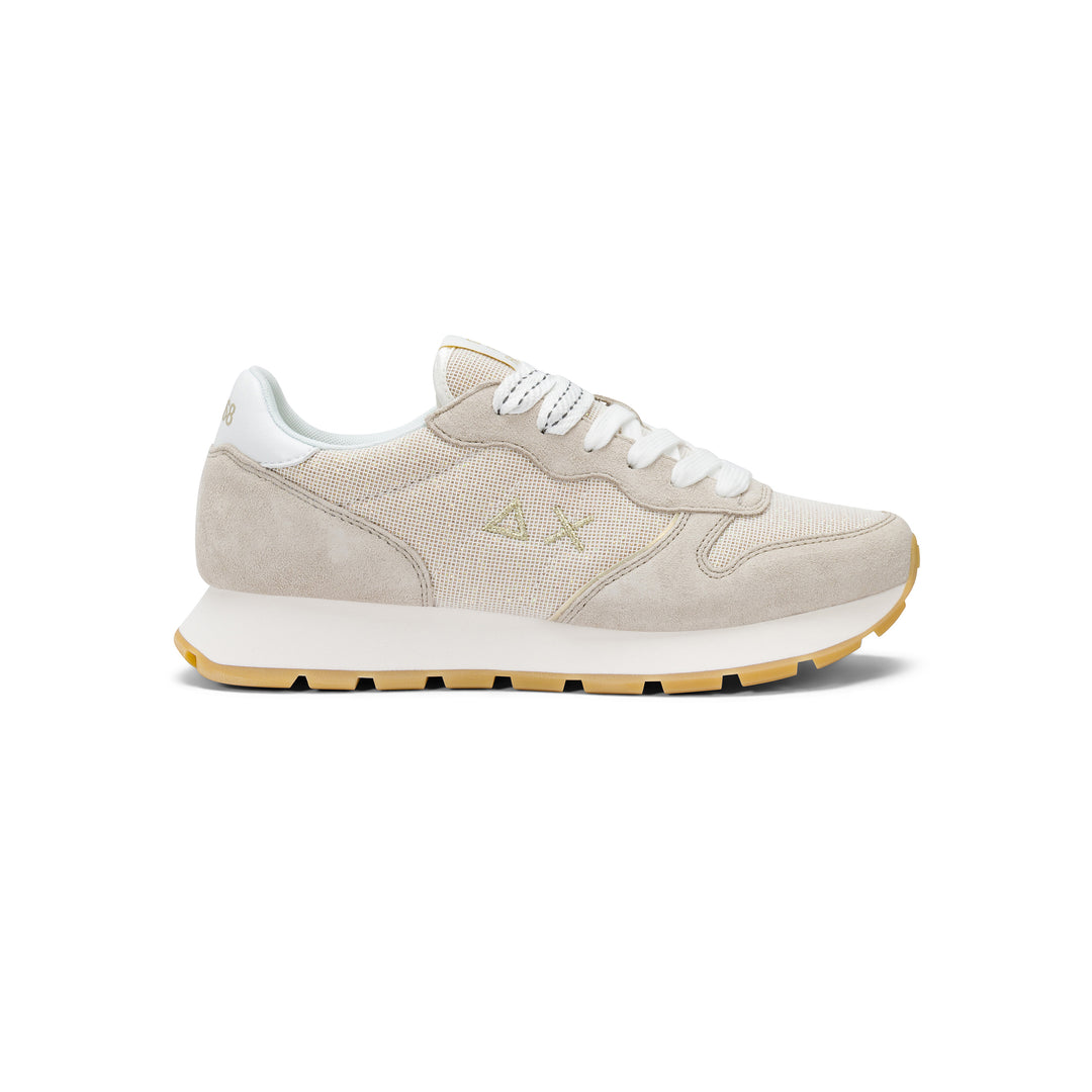 Gold Ally Glitter suede and lurex sneaker