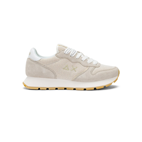 Gold Ally Glitter suede and lurex sneaker