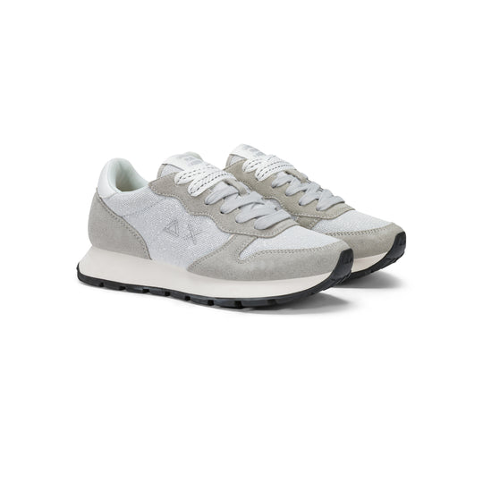Silver Ally Glitter suede and lurex sneaker