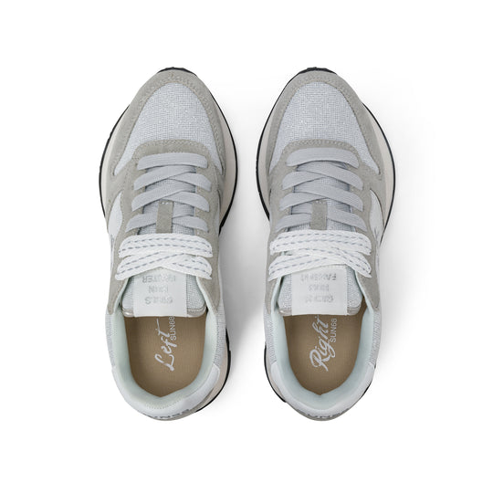 Silver Ally Glitter suede and lurex sneaker